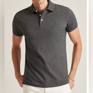 Bonobos Men's Stretch Pique Polo in Heather Dark Grey Slim Fit Size Small Preppy